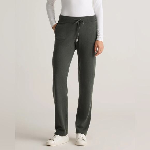 Quince Women’s Mongolian Cashmere Straight Leg Pants Moss Green XL NWT - Picture 1 of 12